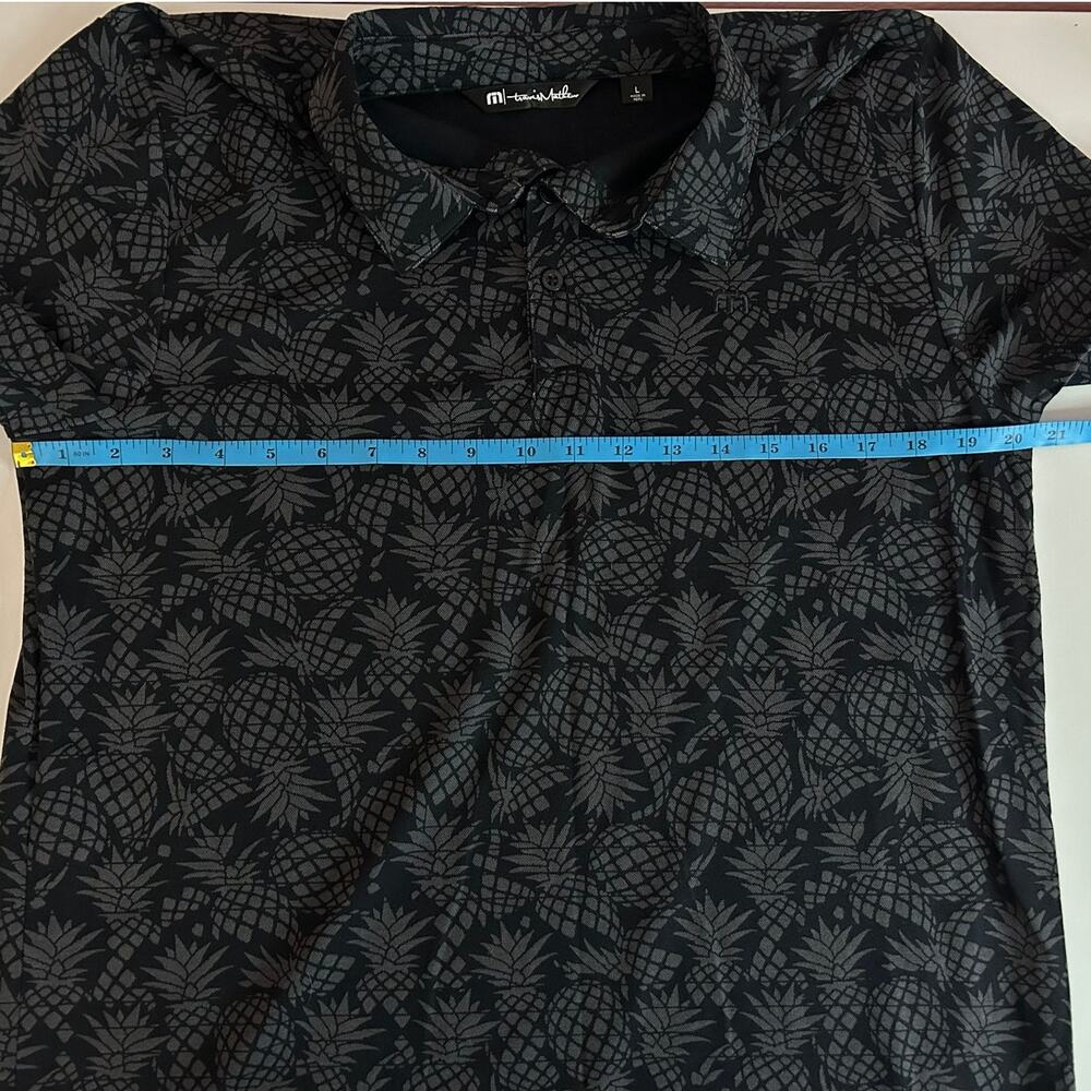 TravisMathew Off The Cape Mens Golf Polo Black Gray Pineapple Shirt Size Large - Picture 9 of 12